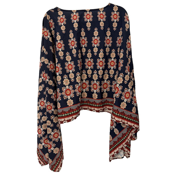 Shein Curve Blouse Womens 3XL Boho Festival Floral Handkerchief Plus Size Top - Picture 6 of 6